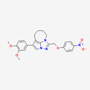 1-(3,4-Dimethoxyphenyl)-4-((4-nitrophenoxy)methyl)-5,6,7,8-tetrahydro-2a,3,4a-triazacyclopenta[cd]azulene