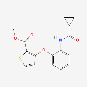 molecular formula C16H15NO4S B2731305 Methyl 3-{2-[(cyclopropylcarbonyl)amino]phenoxy}-2-thiophenecarboxylate CAS No. 900018-83-9