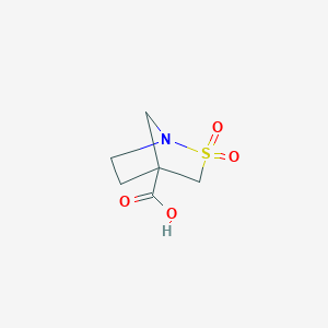 molecular formula C6H9NO4S B2731315 2,2-Dioxo-2lambda6-thia-1-azabicyclo[2.2.1]heptane-4-carboxylic acid CAS No. 2377031-45-1
