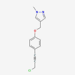 molecular formula C14H13ClN2O B2731319 4-((4-(3-氯丙-1-炔-1-基)苯氧基)甲基)-1-甲基-1H-吡唑 CAS No. 1178208-11-1