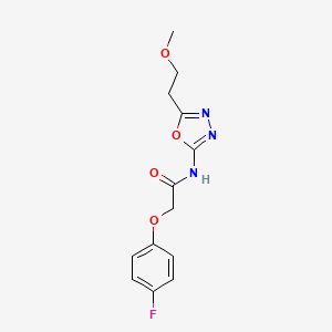 molecular formula C13H14FN3O4 B2731320 2-(4-fluorophenoxy)-N-(5-(2-methoxyethyl)-1,3,4-oxadiazol-2-yl)acetamide CAS No. 1396843-87-0