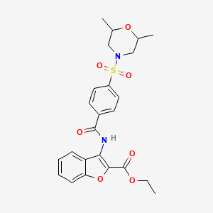Ethyl 3-(4-((2,6-dimethylmorpholino)sulfonyl)benzamido)benzofuran-2-carboxylate