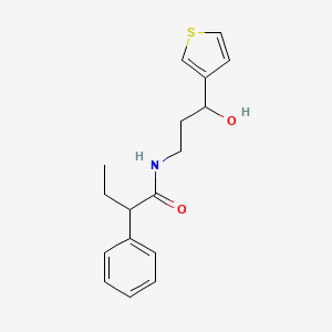 molecular formula C17H21NO2S B2731328 N-(3-hydroxy-3-(thiophen-3-yl)propyl)-2-phenylbutanamide CAS No. 2034256-94-3