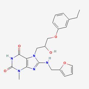 molecular formula C22H25N5O5 B2731332 7-(3-(3-ethylphenoxy)-2-hydroxypropyl)-8-((furan-2-ylmethyl)amino)-3-methyl-1H-purine-2,6(3H,7H)-dione CAS No. 941937-15-1