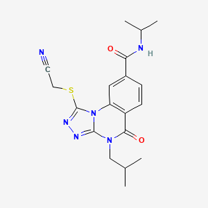 molecular formula C19H22N6O2S B2731334 1-((cyanomethyl)thio)-4-isobutyl-N-isopropyl-5-oxo-4,5-dihydro-[1,2,4]triazolo[4,3-a]quinazoline-8-carboxamide CAS No. 1105231-90-0