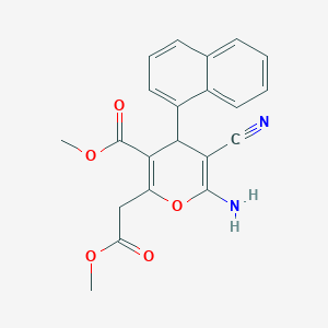 molecular formula C21H18N2O5 B2731336 methyl 6-amino-5-cyano-2-(2-methoxy-2-oxoethyl)-4-(1-naphthyl)-4H-pyran-3-carboxylate CAS No. 865660-04-4