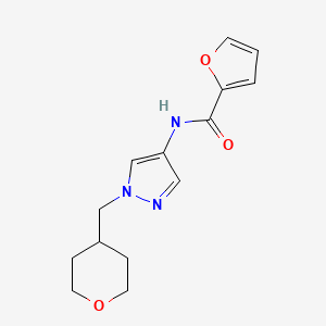 molecular formula C14H17N3O3 B2731345 N-(1-((tetrahydro-2H-pyran-4-yl)methyl)-1H-pyrazol-4-yl)furan-2-carboxamide CAS No. 1795454-98-6