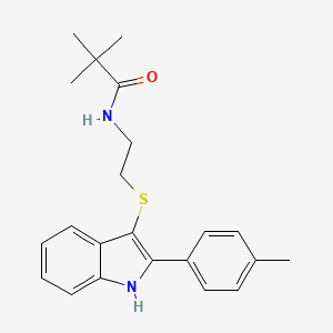 N-(2-((2-(p-tolyl)-1H-indol-3-yl)thio)ethyl)pivalamide