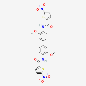 molecular formula C24H18N4O8S2 B2731360 N-[2-methoxy-4-[3-methoxy-4-[(5-nitrothiophene-2-carbonyl)amino]phenyl]phenyl]-5-nitrothiophene-2-carboxamide CAS No. 328038-30-8