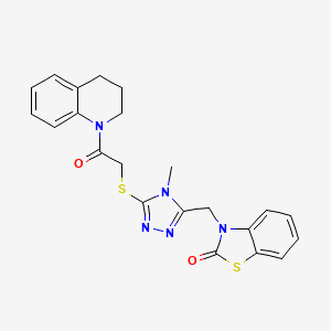 molecular formula C22H21N5O2S2 B2731366 3-((5-((2-(3,4-dihydroquinolin-1(2H)-yl)-2-oxoethyl)thio)-4-methyl-4H-1,2,4-triazol-3-yl)methyl)benzo[d]thiazol-2(3H)-one CAS No. 847400-15-1