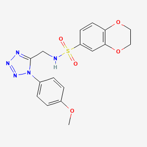 molecular formula C17H17N5O5S B2731369 N-((1-(4-methoxyphenyl)-1H-tetrazol-5-yl)methyl)-2,3-dihydrobenzo[b][1,4]dioxine-6-sulfonamide CAS No. 921123-87-7
