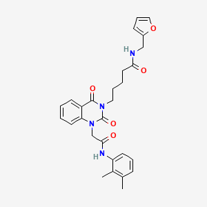 molecular formula C28H30N4O5 B2731370 5-(1-(2-((2,3-dimethylphenyl)amino)-2-oxoethyl)-2,4-dioxo-1,2-dihydroquinazolin-3(4H)-yl)-N-(furan-2-ylmethyl)pentanamide CAS No. 1223937-44-7