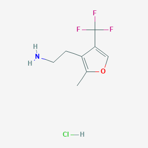 molecular formula C8H11ClF3NO B2731374 2-(2-甲基-4-(三氟甲基)呋喃-3-基)乙胺；盐酸盐 CAS No. 2287330-94-1