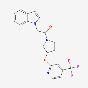 molecular formula C20H18F3N3O2 B2731375 2-(1H-吲哚-1-基)-1-(3-((4-(三氟甲基)吡啶-2-基氧)吡咯烷-1-基)乙酮 CAS No. 2034470-95-4