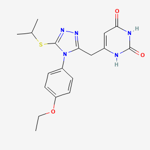 molecular formula C18H21N5O3S B2731376 6-[[4-(4-ethoxyphenyl)-5-propan-2-ylsulfanyl-1,2,4-triazol-3-yl]methyl]-1H-pyrimidine-2,4-dione CAS No. 852153-40-3