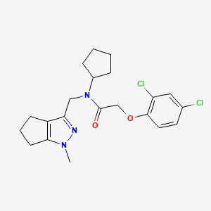 molecular formula C21H25Cl2N3O2 B2731377 N-cyclopentyl-2-(2,4-dichlorophenoxy)-N-((1-methyl-1,4,5,6-tetrahydrocyclopenta[c]pyrazol-3-yl)methyl)acetamide CAS No. 2034256-42-1