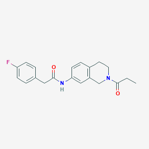 2-(4-fluorophenyl)-N-(2-propionyl-1,2,3,4-tetrahydroisoquinolin-7-yl)acetamide