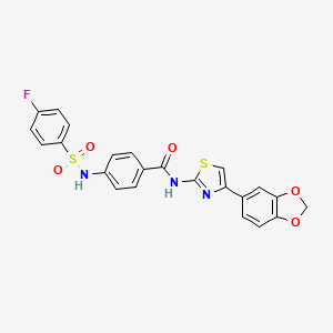 molecular formula C23H16FN3O5S2 B2731383 N-(4-(benzo[d][1,3]dioxol-5-yl)thiazol-2-yl)-4-(4-fluorophenylsulfonamido)benzamide CAS No. 898430-55-2
