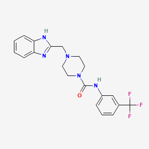 molecular formula C20H20F3N5O B2731385 4-((1H-benzo[d]imidazol-2-yl)methyl)-N-(3-(trifluoromethyl)phenyl)piperazine-1-carboxamide CAS No. 1207011-60-6