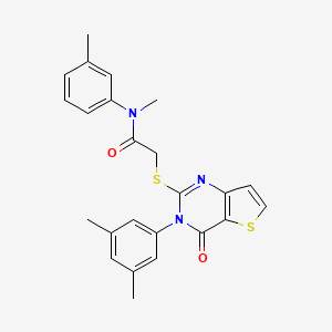 molecular formula C24H23N3O2S2 B2731386 2-{[3-(3,5-二甲基苯基)-4-氧代-3,4-二氢噻吩[3,2-d]嘧啶-2-基]硫代}-N-甲基-N-(3-甲基苯基)乙酰胺 CAS No. 1261021-14-0