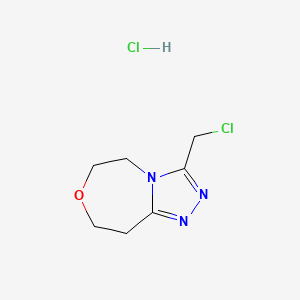 molecular formula C7H11Cl2N3O B2731427 3-(Chloromethyl)-5,6,8,9-tetrahydro-[1,2,4]triazolo[4,3-d][1,4]oxazepine hydrochloride CAS No. 2225136-70-7