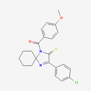 molecular formula C22H21ClN2O2S B2731485 3-(4-Chlorophenyl)-1-(4-methoxybenzoyl)-1,4-diazaspiro[4.5]dec-3-ene-2-thione CAS No. 1224012-79-6