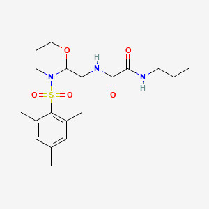 molecular formula C19H29N3O5S B2731486 N1-((3-(甲基亚苄基磺酰)-1,3-噁唑环己-2-基)甲基)-N2-丙氧草酰胺 CAS No. 872975-79-6