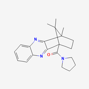 molecular formula C21H25N3O B2731493 pyrrolidin-1-yl(4,11,11-trimethyl-3,4-dihydro-1,4-methanophenazin-1(2H)-yl)methanone CAS No. 622824-06-0