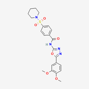 molecular formula C22H24N4O6S B2731495 N-(5-(3,4-二甲氧基苯基)-1,3,4-噁二唑-2-基)-4-(哌啶-1-基磺酰基)苯甲酰胺 CAS No. 921054-03-7