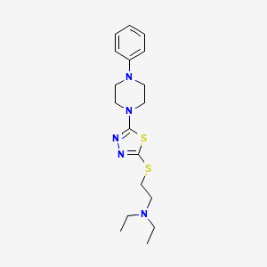 molecular formula C18H27N5S2 B2731498 N,N-二乙基-2-((5-(4-苯基哌嗪-1-基)-1,3,4-噻二唑-2-基)硫)乙胺 CAS No. 1105225-95-3