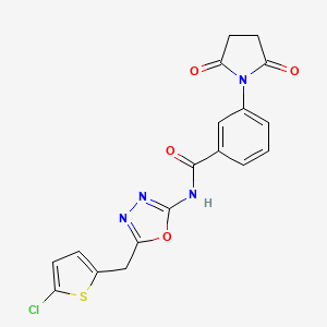 molecular formula C18H13ClN4O4S B2731504 N-(5-((5-氯噻吩-2-基)甲基)-1,3,4-噁二唑-2-基)-3-(2,5-二氧代吡咯烷-1-基)苯甲酰胺 CAS No. 1021083-15-7