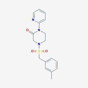 molecular formula C17H19N3O3S B2731516 4-((3-Methylbenzyl)sulfonyl)-1-(pyridin-2-yl)piperazin-2-one CAS No. 2318899-74-8