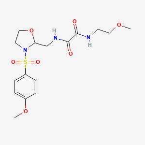 molecular formula C16H23N3O7S B2731518 N1-(2-methoxyethyl)-N2-((3-((4-methoxyphenyl)sulfonyl)oxazolidin-2-yl)methyl)oxalamide CAS No. 868981-23-1