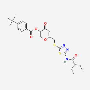 molecular formula C25H29N3O5S2 B2731531 6-(((5-(2-乙基丁酰氨基)-1,3,4-噻二唑-2-基)硫)甲基)-4-氧代-4H-吡喃-3-基 4-(叔丁基)苯甲酸酯 CAS No. 877651-70-2