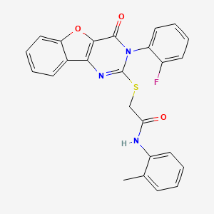 molecular formula C25H18FN3O3S B2731534 2-[[3-(2-氟苯基)-4-氧代-[1]苯并呋[3,2-d]嘧啶-2-基]硫代]-N-(2-甲基苯基)乙酰胺 CAS No. 872207-81-3
