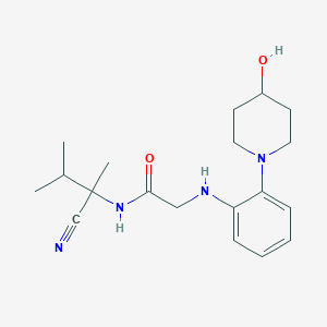 molecular formula C19H28N4O2 B2731537 N-(1-cyano-1,2-dimethylpropyl)-2-{[2-(4-hydroxypiperidin-1-yl)phenyl]amino}acetamide CAS No. 1371066-38-4
