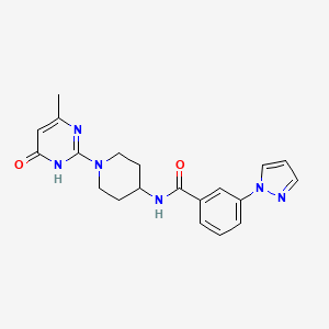 molecular formula C20H22N6O2 B2731548 N-(1-(4-methyl-6-oxo-1,6-dihydropyrimidin-2-yl)piperidin-4-yl)-3-(1H-pyrazol-1-yl)benzamide CAS No. 1904203-80-0