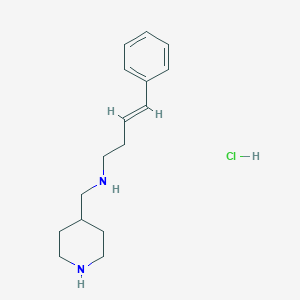 molecular formula C16H25ClN2 B2731557 (E)-4-Phenyl-N-(piperidin-4-ylmethyl)but-3-en-1-amine hydrochloride CAS No. 1353990-94-9
