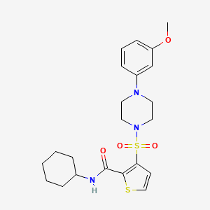 molecular formula C22H29N3O4S2 B2731561 N-环己基-3-((4-(3-甲氧基苯基)哌嗪-1-基)磺酰)噻吩-2-甲酰胺 CAS No. 1251632-31-1