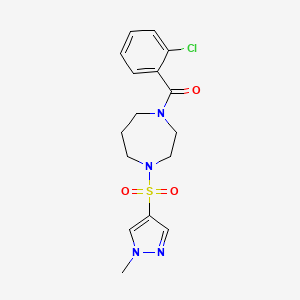 molecular formula C16H19ClN4O3S B2731575 (2-氯苯基)(4-((1-甲基-1H-吡唑-4-基)磺酰)-1,4-二氮杂环庚烷-1-基)甲酮 CAS No. 2034337-31-8