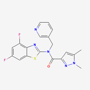 molecular formula C19H15F2N5OS B2731584 N-(4,6-二氟苯并噻唑-2-基)-1,5-二甲基-N-(吡啶-3-基甲基)-1H-吡唑-3-甲酰胺 CAS No. 1013808-78-0