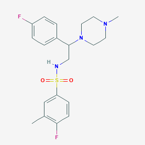 molecular formula C20H25F2N3O2S B2731590 4-氟-N-(2-(4-氟苯基)-2-(4-甲基哌嗪-1-基)乙基)-3-甲基苯磺酰胺 CAS No. 898431-99-7