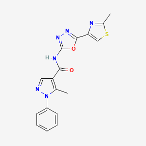 B2731594 5-methyl-N-(5-(2-methylthiazol-4-yl)-1,3,4-oxadiazol-2-yl)-1-phenyl-1H-pyrazole-4-carboxamide CAS No. 1286713-91-4