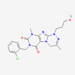 molecular formula C19H21ClN6O3 B2731616 7-(2-chlorobenzyl)-1-(3-hydroxypropyl)-3,9-dimethyl-1,4-dihydro-[1,2,4]triazino[3,4-f]purine-6,8(7H,9H)-dione CAS No. 919007-66-2
