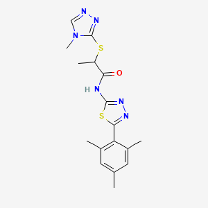 molecular formula C17H20N6OS2 B2731617 N-(5-二甲苯基-1,3,4-噻二唑-2-基)-2-((4-甲基-4H-1,2,4-三唑-3-基)硫)丙酰胺 CAS No. 394235-84-8