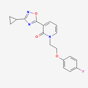 molecular formula C18H16FN3O3 B2731622 3-(3-cyclopropyl-1,2,4-oxadiazol-5-yl)-1-(2-(4-fluorophenoxy)ethyl)pyridin-2(1H)-one CAS No. 1396868-84-0