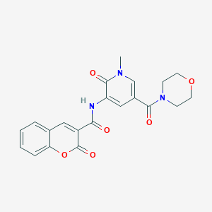 molecular formula C21H19N3O6 B2731629 N-(1-methyl-5-(morpholine-4-carbonyl)-2-oxo-1,2-dihydropyridin-3-yl)-2-oxo-2H-chromene-3-carboxamide CAS No. 1206996-01-1