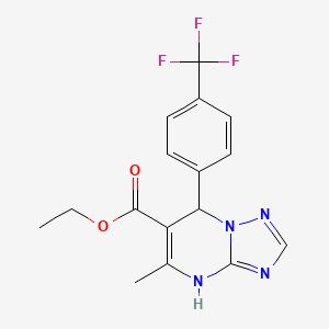 molecular formula C16H15F3N4O2 B2731635 Ethyl 5-methyl-7-(4-(trifluoromethyl)phenyl)-4,7-dihydro-[1,2,4]triazolo[1,5-a]pyrimidine-6-carboxylate CAS No. 909575-04-8