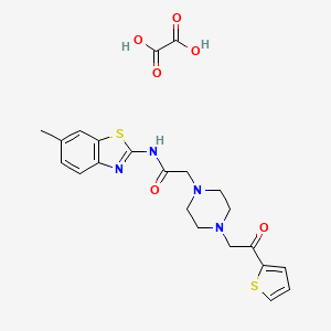 molecular formula C22H24N4O6S2 B2731642 N-(6-methylbenzo[d]thiazol-2-yl)-2-(4-(2-oxo-2-(thiophen-2-yl)ethyl)piperazin-1-yl)acetamide oxalate CAS No. 1351609-95-4
