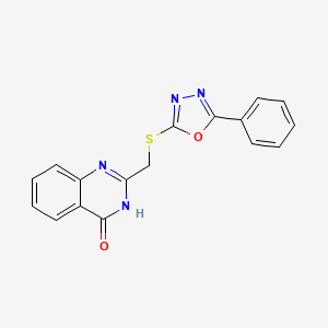 molecular formula C17H12N4O2S B2731643 2-(((5-phenyl-1,3,4-oxadiazol-2-yl)thio)methyl)quinazolin-4(3H)-one CAS No. 767326-79-4